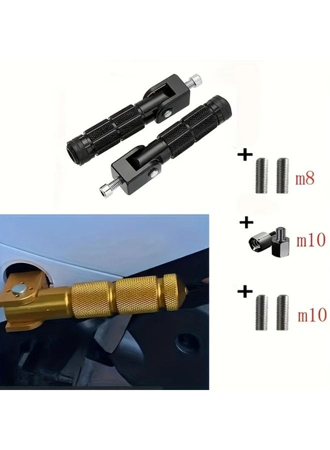 Universal Red Motorcycle Foot Pegs 90 Degree Folding Pedals 8MM 10MM Support Bars - Image 1
